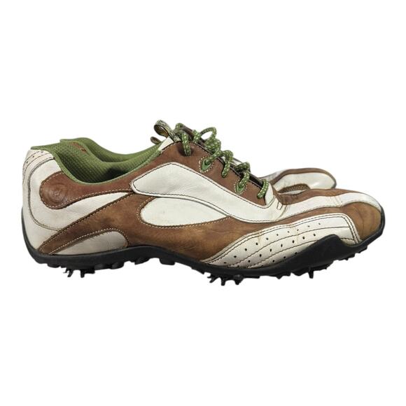FootJoy Shoes - FootJoy Womens LoPro Collection Golf Shoes Soft Spikes Brown White 97114 Sz 9.5M